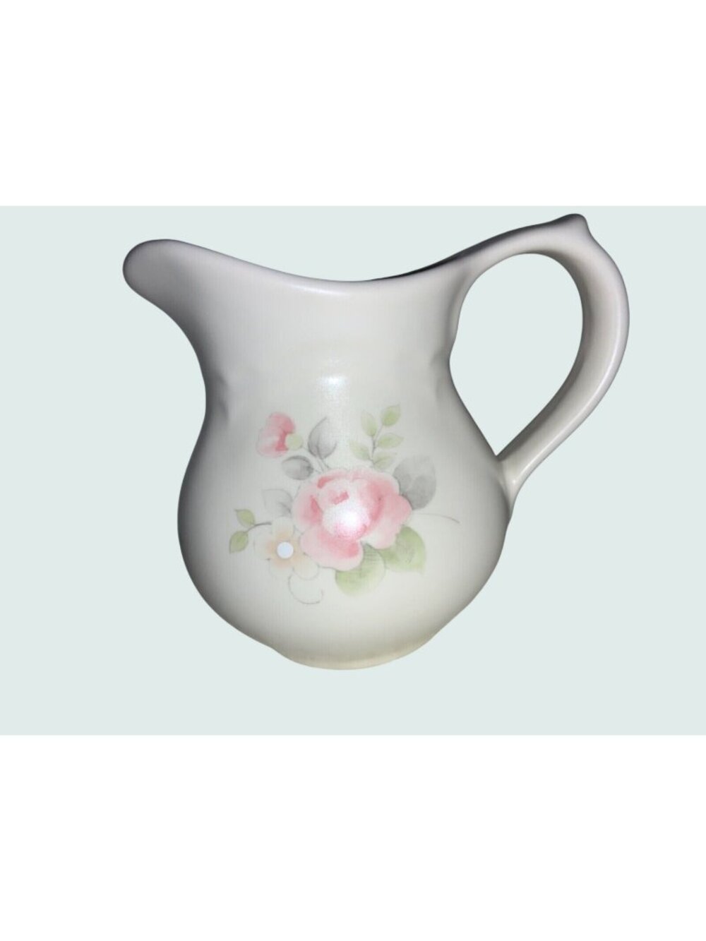 Pfaltzgraff Vintage Floral Creamer Pitcher 4.75" White With Pink Roses